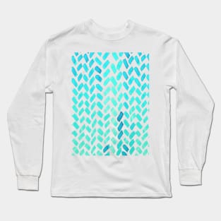 Cute watercolor knitting pattern - aqua Long Sleeve T-Shirt